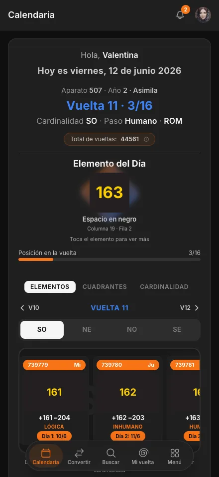 Calendaria en versión móvil